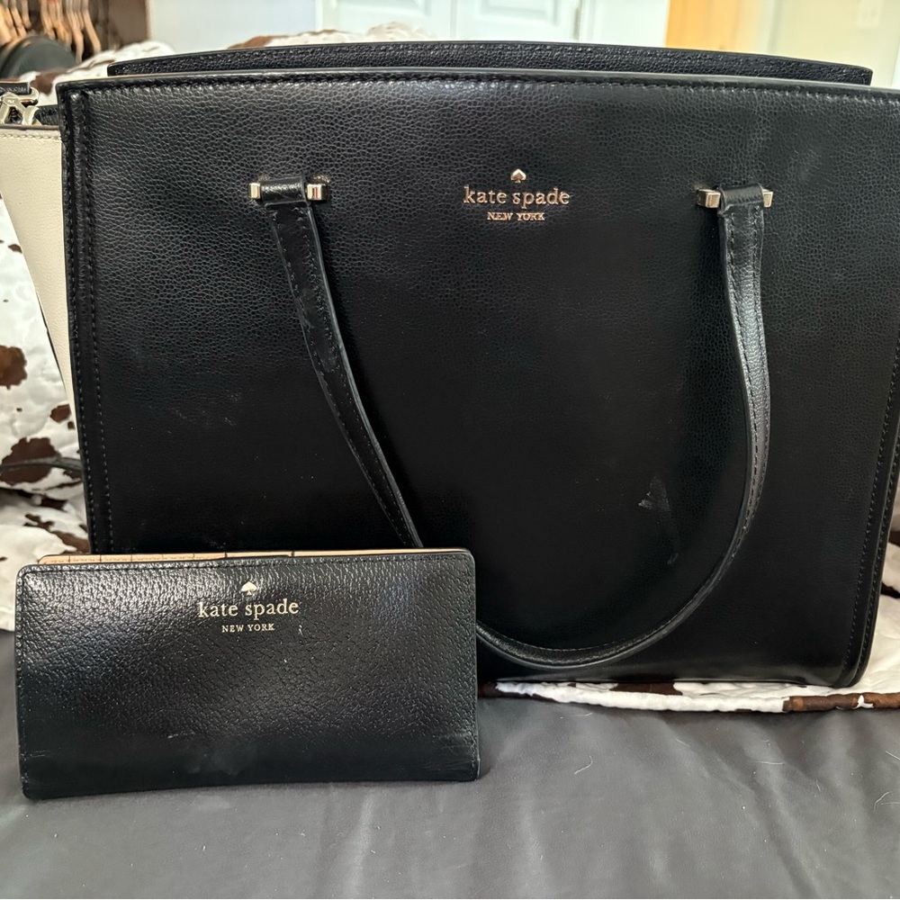 Kate Spade Black Leather Tote with Double Handles